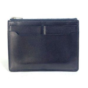 HERMES Bicolor city zip Coin Compartment Wallet coin purse Leather Black/Navy